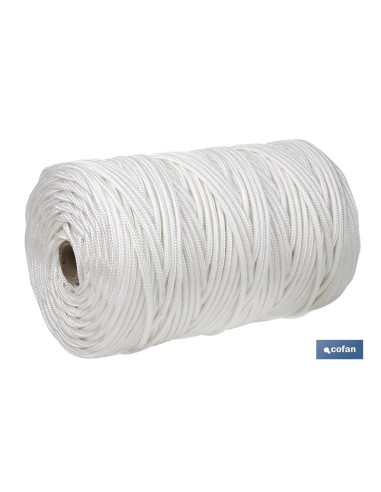 ROLLO GRANDE CORDÓN POLIÉSTER REFORZADO 5 MM 200 M BLANCO