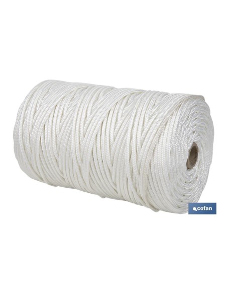 ROLLO GRANDE CORDÓN POLIÉSTER REFORZADO 5 MM 200 M BLANCO