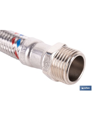 CONEXIÓN FLEXIBLE INOX PARA TERMO M1/2 - H3/4 30 CM.