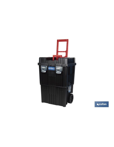 CAJA DE HERRAMIENTAS COMPACT CON DOBLE ASA Y RUEDAS 450 X 360 X 640 MM