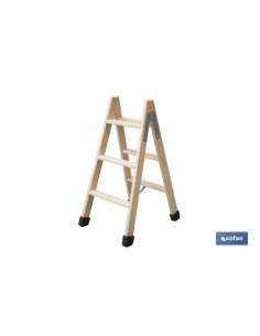 ESCALERA MADERA DOBLE 3 PELDAÑOS 0,75 M
