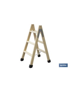 ESCALERA MADERA DOBLE 3 PELDAÑOS 0,75 M 2