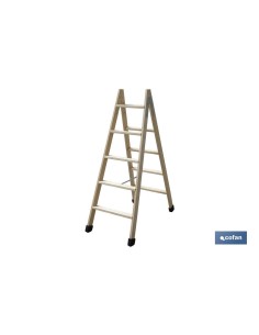 ESCALERA MADERA DOBLE 5 PELDAÑOS 1,25 M