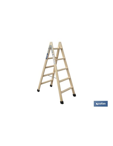 ESCALERA MADERA DOBLE 5 PELDAÑOS 1,25 M