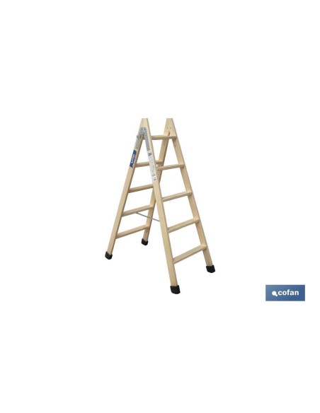 ESCALERA MADERA DOBLE 5 PELDAÑOS 1,25 M