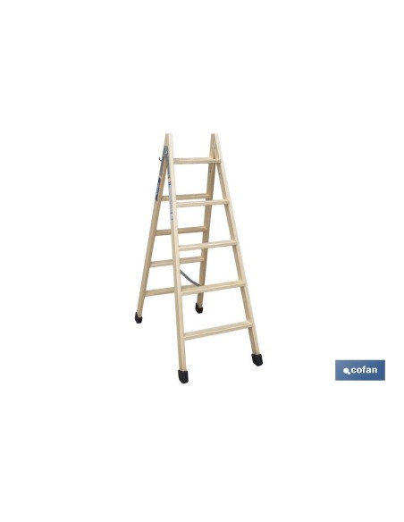 ESCALERA MADERA DOBLE 5 PELDAÑOS 1,25 M