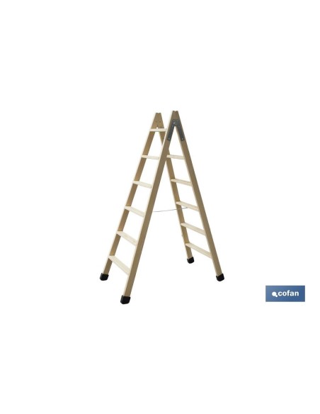 ESCALERA MADERA DOBLE 6 PELDAÑOS 1,50 M