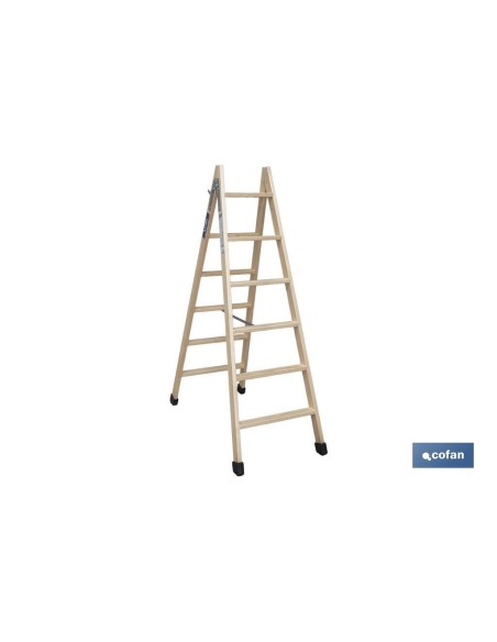 ESCALERA MADERA DOBLE 6 PELDAÑOS 1,50 M