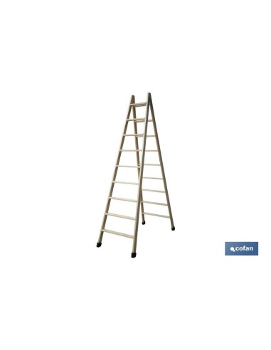 ESCALERA MADERA DOBLE 9 PELDAÑOS 2,40 M