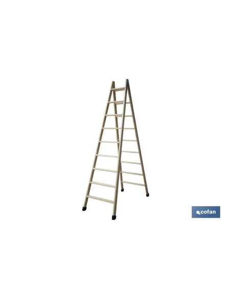 ESCALERA MADERA DOBLE 9 PELDAÑOS 2,40 M