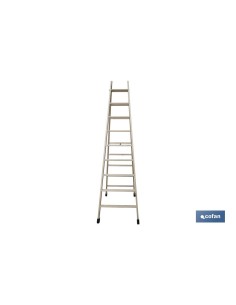 ESCALERA MADERA DOBLE 9 PELDAÑOS 2,40 M 2