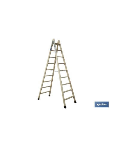ESCALERA MADERA DOBLE 9 PELDAÑOS 2,40 M