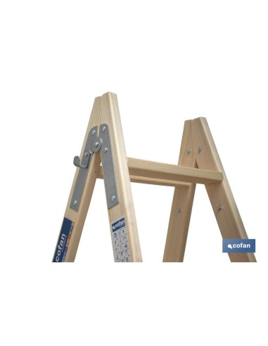 ESCALERA MADERA DOBLE 9 PELDAÑOS 2,40 M