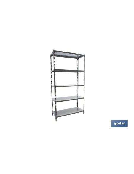 ESTANTERÍA ANTRACITA 5 BALDAS DE ACERO GALVANIZADO 1800 X 900 X 400 MM
