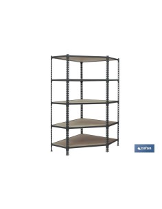 ESTANTERÍA ANTRACITA RINCONERA 5 BALDAS DE MADERA 1800 X 900 X 400 MM 2