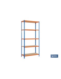 ESTANTERÍA AZUL/NARANJA 5 BALDAS DE MADERA 2000 X 1000 X 500 MM