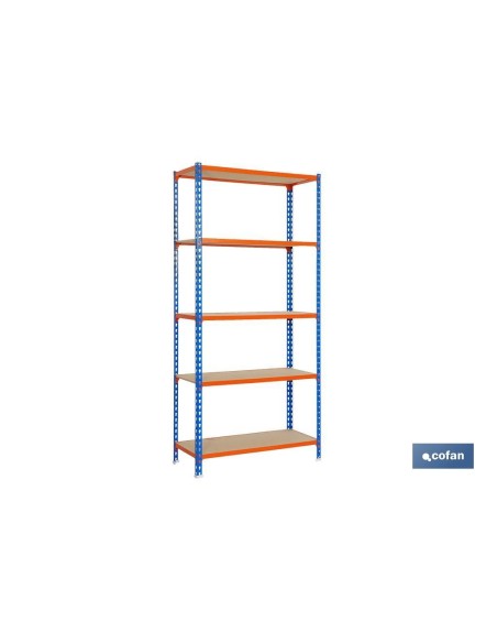 ESTANTERÍA AZUL/NARANJA 5 BALDAS DE MADERA 2000 X 1000 X 500 MM