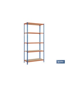 ESTANTERÍA AZUL/NARANJA 5 BALDAS DE MADERA 2000 X 1000 X 500 MM 2