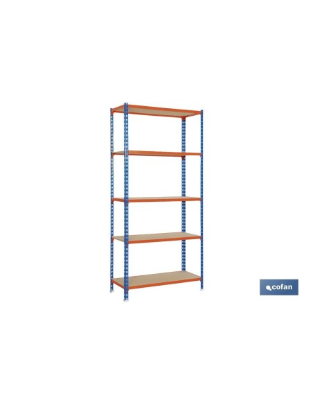 ESTANTERÍA AZUL/NARANJA 5 BALDAS DE MADERA 2000 X 1000 X 500 MM