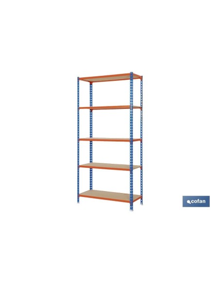 ESTANTERÍA AZUL/NARANJA 5 BALDAS DE MADERA 2000 X 1000 X 500 MM