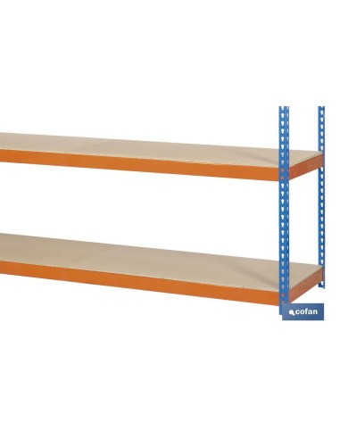 ESTANTERÍA MEDIA CARGA AZUL/NARANJA 4 BALDAS DE MADERA 2000 X 2400 X 600 MM