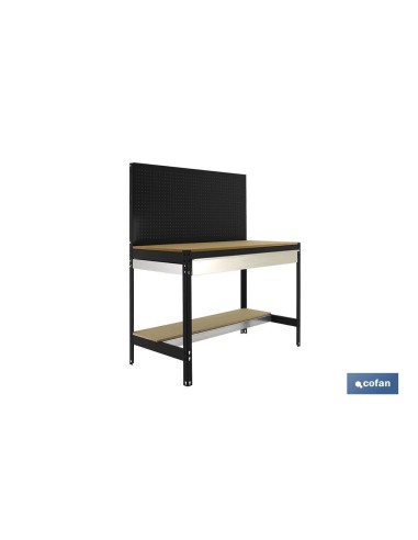 BANCO DE TRABAJO CON CAJÓN Y PANEL ANTRACITA MADERA L-1210 MM