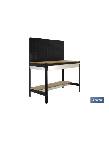 BANCO DE TRABAJO CON CAJÓN Y PANEL ANTRACITA MADERA L-1210 MM