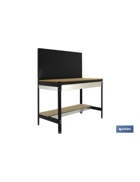 BANCO DE TRABAJO CON CAJÓN Y PANEL ANTRACITA MADERA L-1210 MM