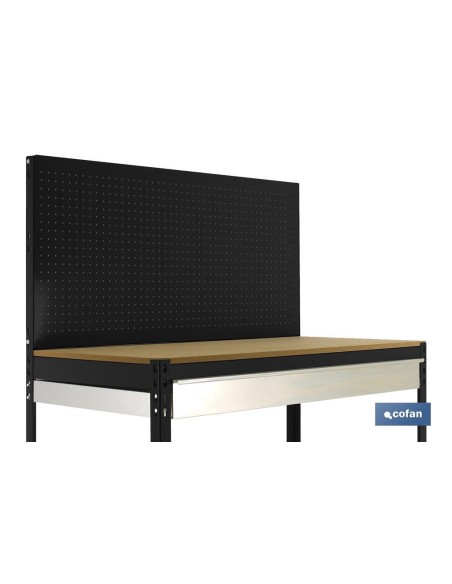 BANCO DE TRABAJO CON CAJÓN Y PANEL ANTRACITA MADERA L-1210 MM