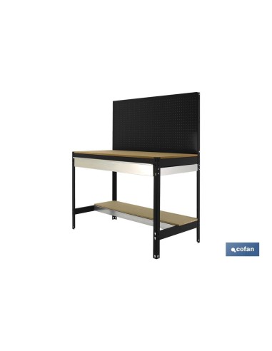 BANCO DE TRABAJO CON CAJÓN Y PANEL ANTRACITA MADERA L-1210 MM