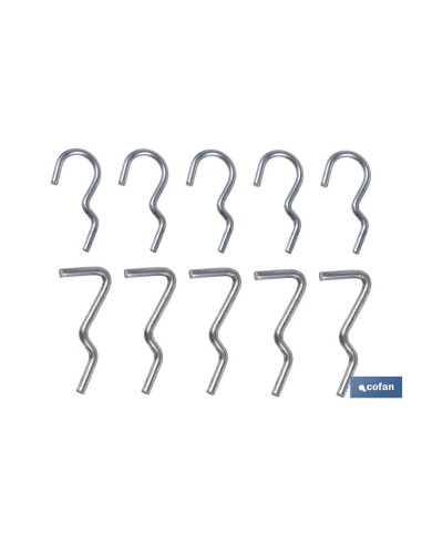 SET 10 GANCHOS SIMPLES PARA PANEL DE HERRAMIENTAS