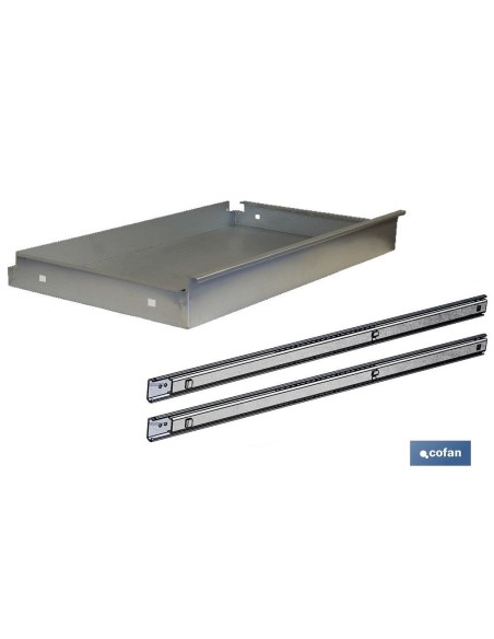 CAJÓN ACERO CON GUÍAS TELECÓPICAS PARA BANCO DE TRABAJO 110 X 1075 X 590 MM