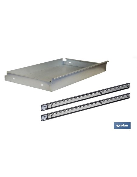 CAJÓN ACERO CON GUÍAS TELECÓPICAS PARA BANCO DE TRABAJO 110 X 1075 X 590 MM
