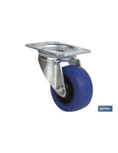 RUEDA GOMA AZUL PLACA Ø100X35MM