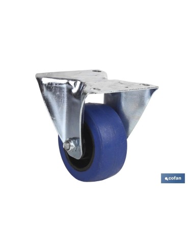 RUEDA GOMA AZUL FIJA Ø125X38MM