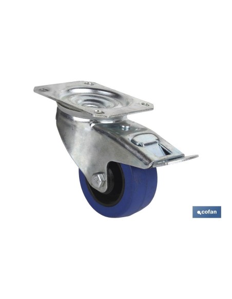 RUEDA GOMA AZUL PLACA/FRENO Ø125X38MM