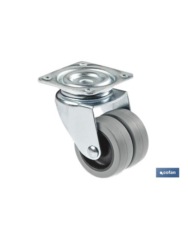RUEDA DOBLE POLIPROPILENO PLACA Ø50MM