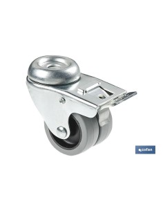 RUEDA DOBLE POLIPROPILENO PASANTE/FRENO Ø50MM