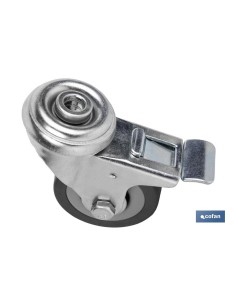 RUEDA DE GOMA GRIS CON AGUJERO PASANTE Y FRENO Ø50 X 18 MM Venta unitaria 2