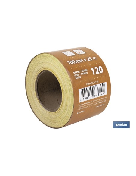 ROLLO LIJA DE PAPEL 100 X 25 M. G.120