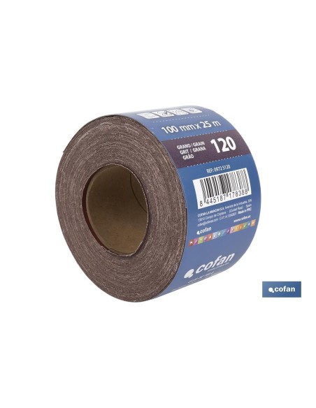 ROLLO LIJA TELA UNIVERSAL 100 X 25 M. G.120