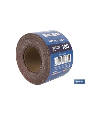 ROLLO LIJA TELA UNIVERSAL 100 X 25 M. G.180