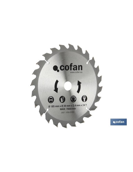 DISCO CORTE PARA MADERA ø185mm x 20mm x 2.4mm x 24T