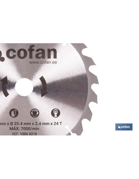 DISCO CORTE PARA MADERA Ø210 MM X 25,4 MM X 2,4 MM, 24 DIENTES