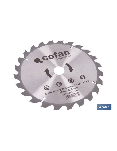 DISCO CORTE PARA MADERA Ø210 MM X 25,4 MM X 2,4 MM, 24 DIENTES