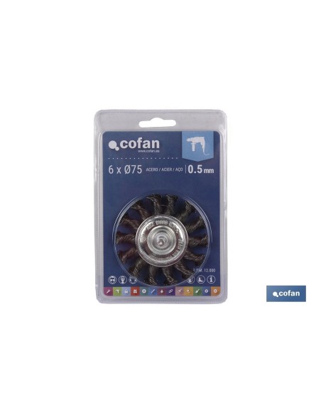 CEPILLO CIRCULAR TRENZADO 6xØ75 ACERO 0,5mm