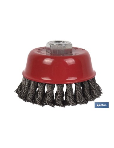 CEPILLO COPA TRENZADO M14 Ø75 ACERO 0.5mm