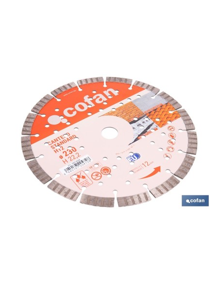 DISCO DIAMANTE CANTERO STANDARD H-12mm, 230mm