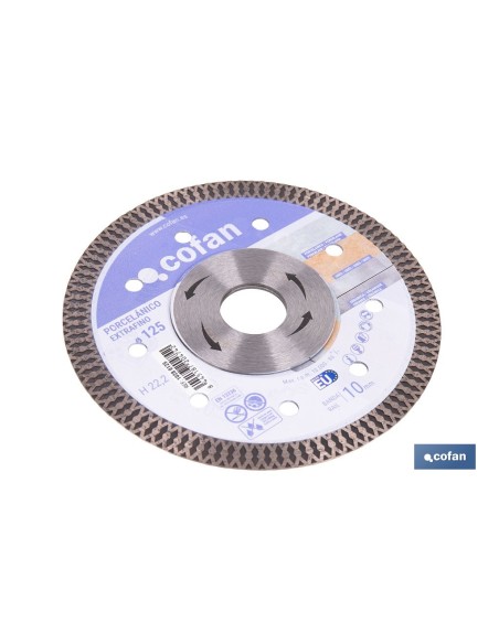 DISCO DIAMANTE PORCELANICO EXTRAFINO H-10mm, 125mm