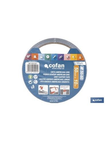CINTA AMERICANA GRIS 180 MICRAS 50 MM X 10 M